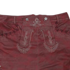 ALPIN Womens Maroon Red Leather Mini Skirt Polyester Blend Embroidered XL