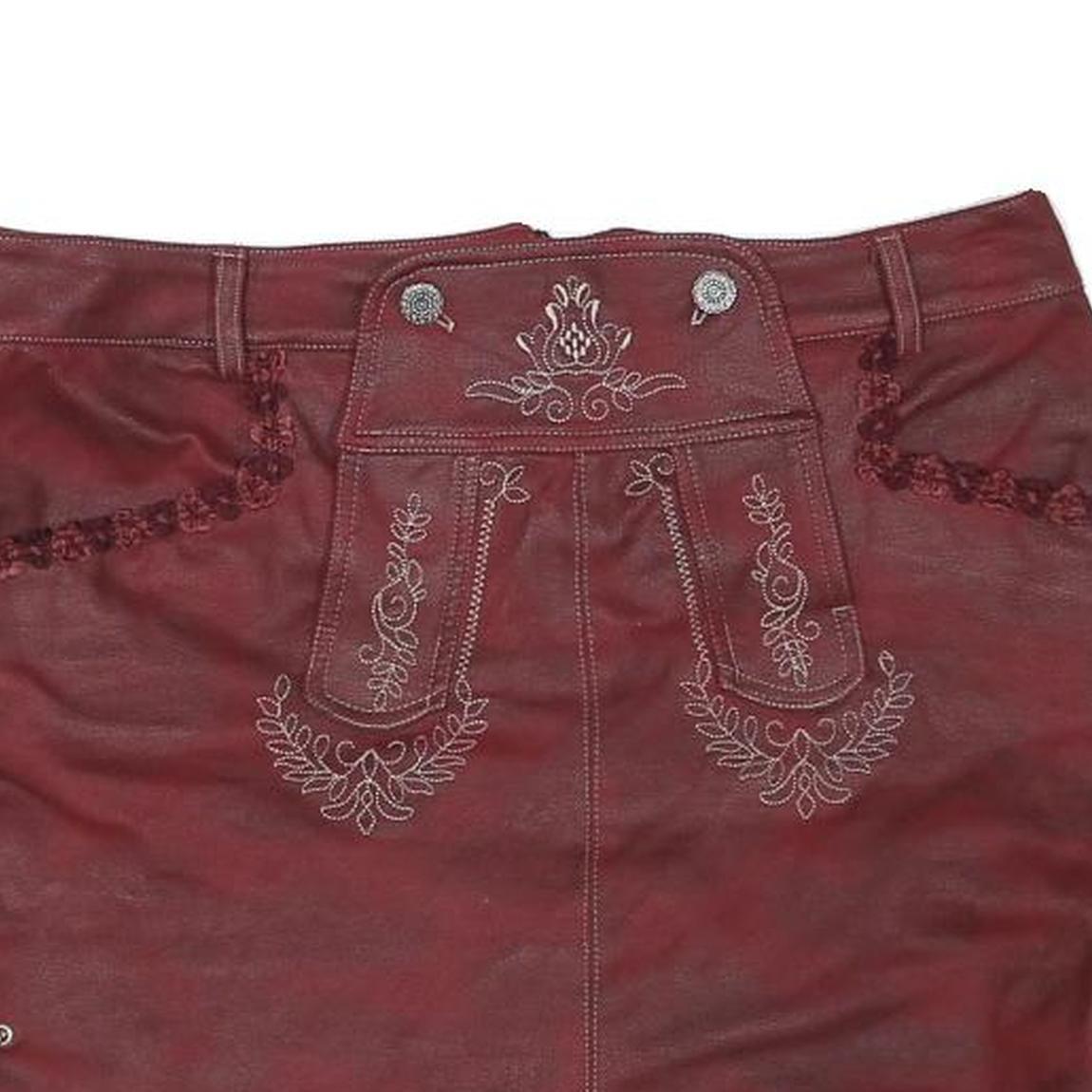 ALPIN Womens Maroon Red Leather Mini Skirt Polyester Blend Embroidered XL
