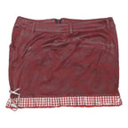 ALPIN Womens Maroon Red Leather Mini Skirt Polyester Blend Embroidered XL