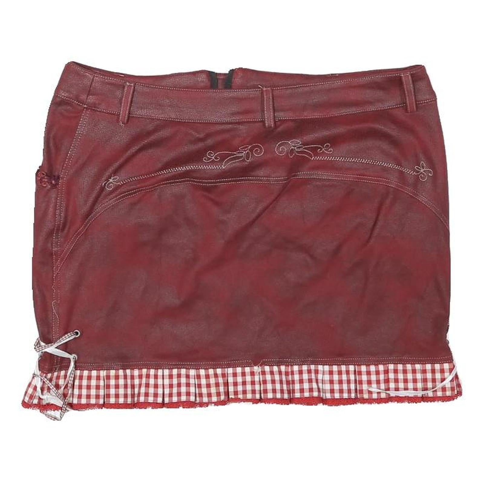 ALPIN Womens Maroon Red Leather Mini Skirt Polyester Blend Embroidered XL