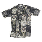 RENNATO CAVALL Mens Black & Grey Pattern Cotton Blend Shirt S Casual Summer