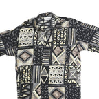 RENNATO CAVALL Mens Black & Grey Pattern Cotton Blend Shirt S Casual Summer