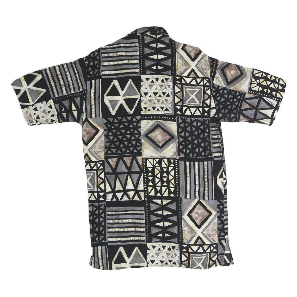RENNATO CAVALL Mens Black & Grey Pattern Cotton Blend Shirt S Casual Summer