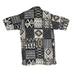 RENNATO CAVALL Mens Black & Grey Pattern Cotton Blend Shirt S Casual Summer