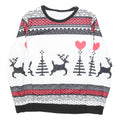 Womens White Black & Red Pattern Sweatshirt Crew Neck M Christmas Holiday