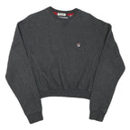 FILA Womens Grey Cropped Crew Neck Sweatshirt M Cotton Blend Pullover