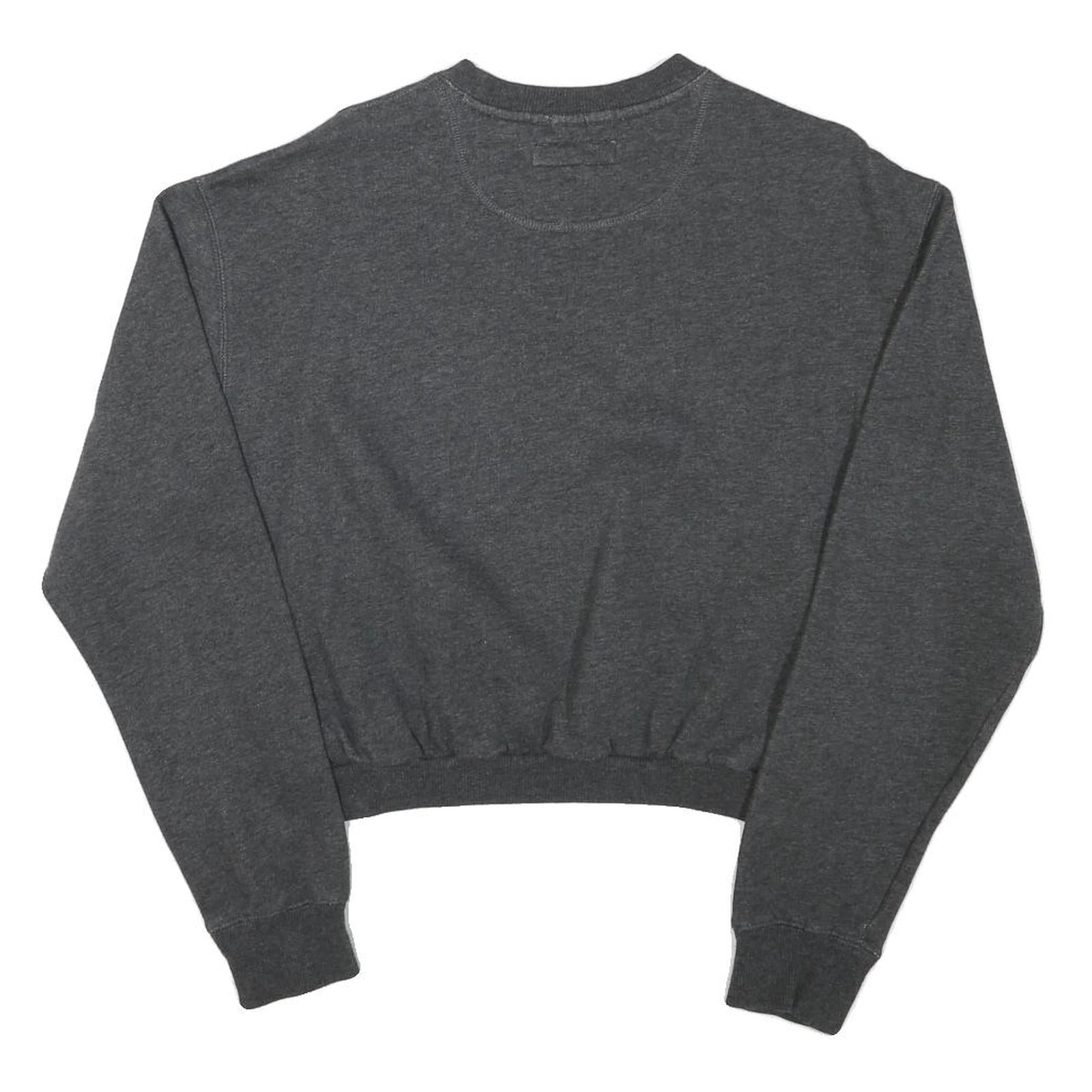 FILA Womens Grey Cropped Crew Neck Sweatshirt M Cotton Blend Pullover