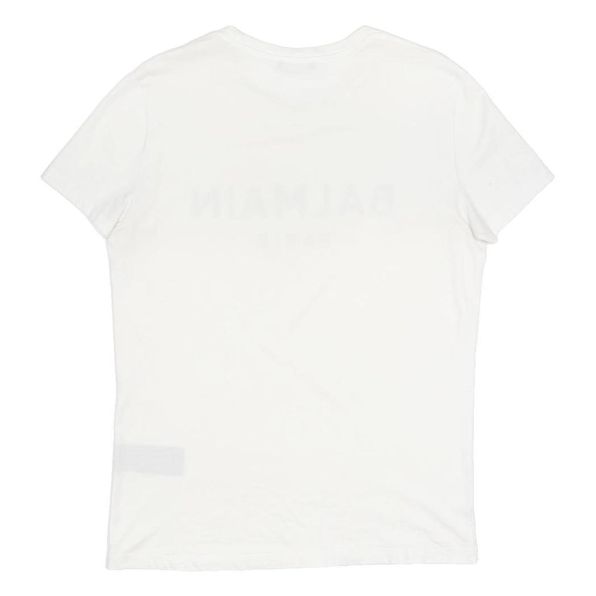BALMAIN Mens White Graphic T-Shirt M Short Sleeve Crew Neck Cotton Jersey Logo