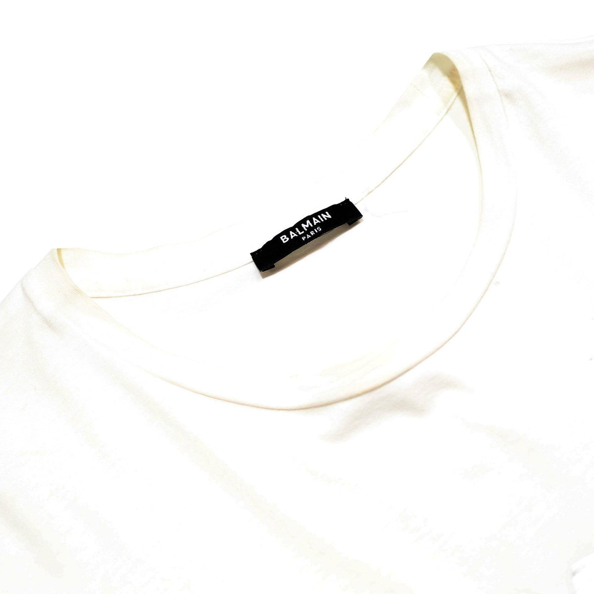 BALMAIN Mens White Graphic T-Shirt M Short Sleeve Crew Neck Cotton Jersey Logo