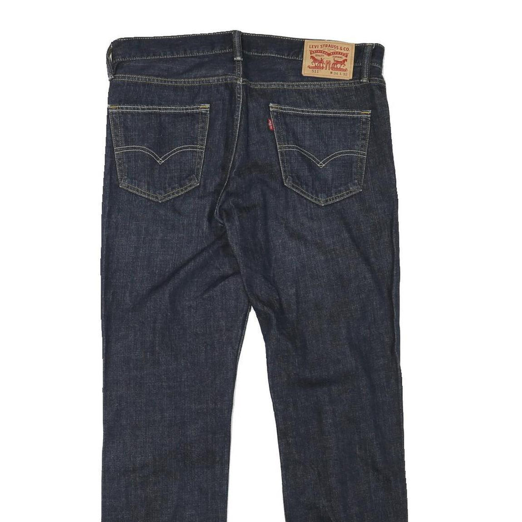 LEVI'S 511 Mens Slim Dark Blue Denim W34 L32 Zip Cotton Blend Jeans