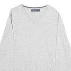 NAUTICA Mens Grey Plain Cotton Jumper V Neck Basic Knit L Casual Comfortable