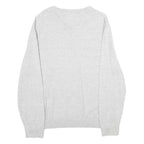 NAUTICA Mens Grey Plain Cotton Jumper V Neck Basic Knit L Casual Comfortable