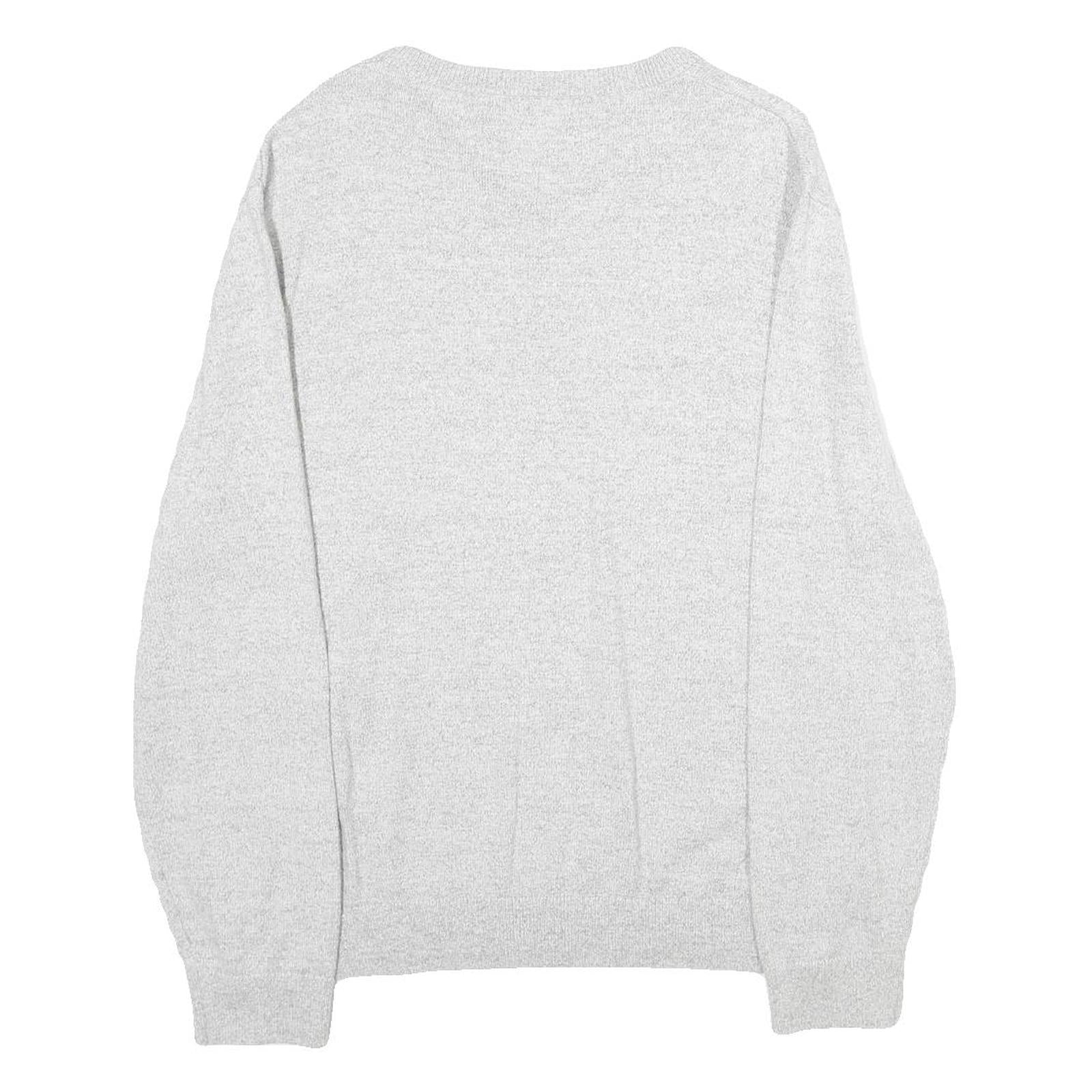 NAUTICA Mens Grey Plain Cotton Jumper V Neck Basic Knit L Casual Comfortable