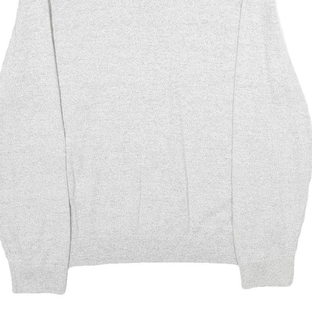 NAUTICA Mens Grey Plain Cotton Jumper V Neck Basic Knit L Casual Comfortable