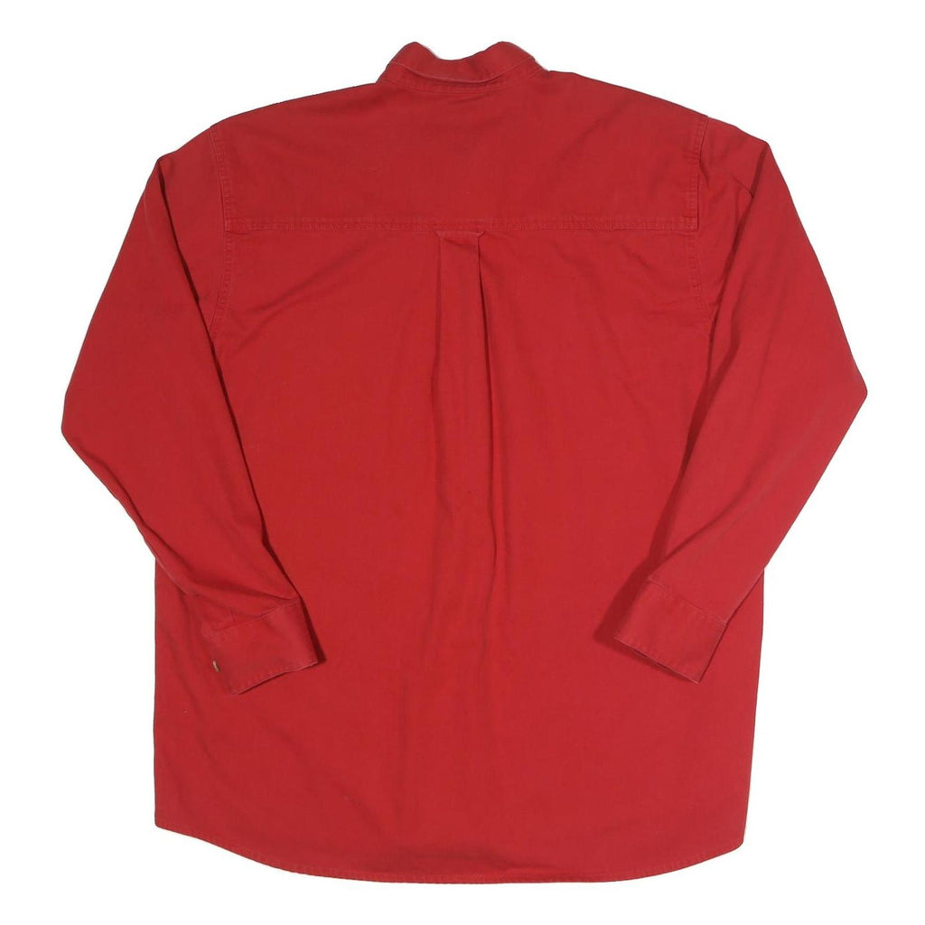 THREE RIVERS Mens Red Cotton Shirt XL Button-Down Casual Long Sleeve
