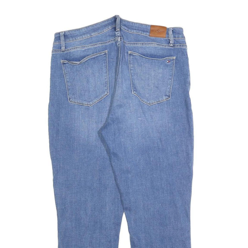 TOMMY HILFIGER Womens Slim Blue Denim Light Wash Jeans W34 L27 Cuffed Hem