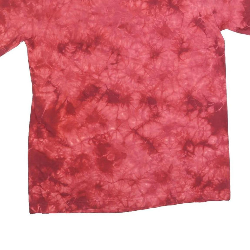 Womens Red Cotton Blend Printed Cold Shoulder Short Sleeve Round Neck Top L