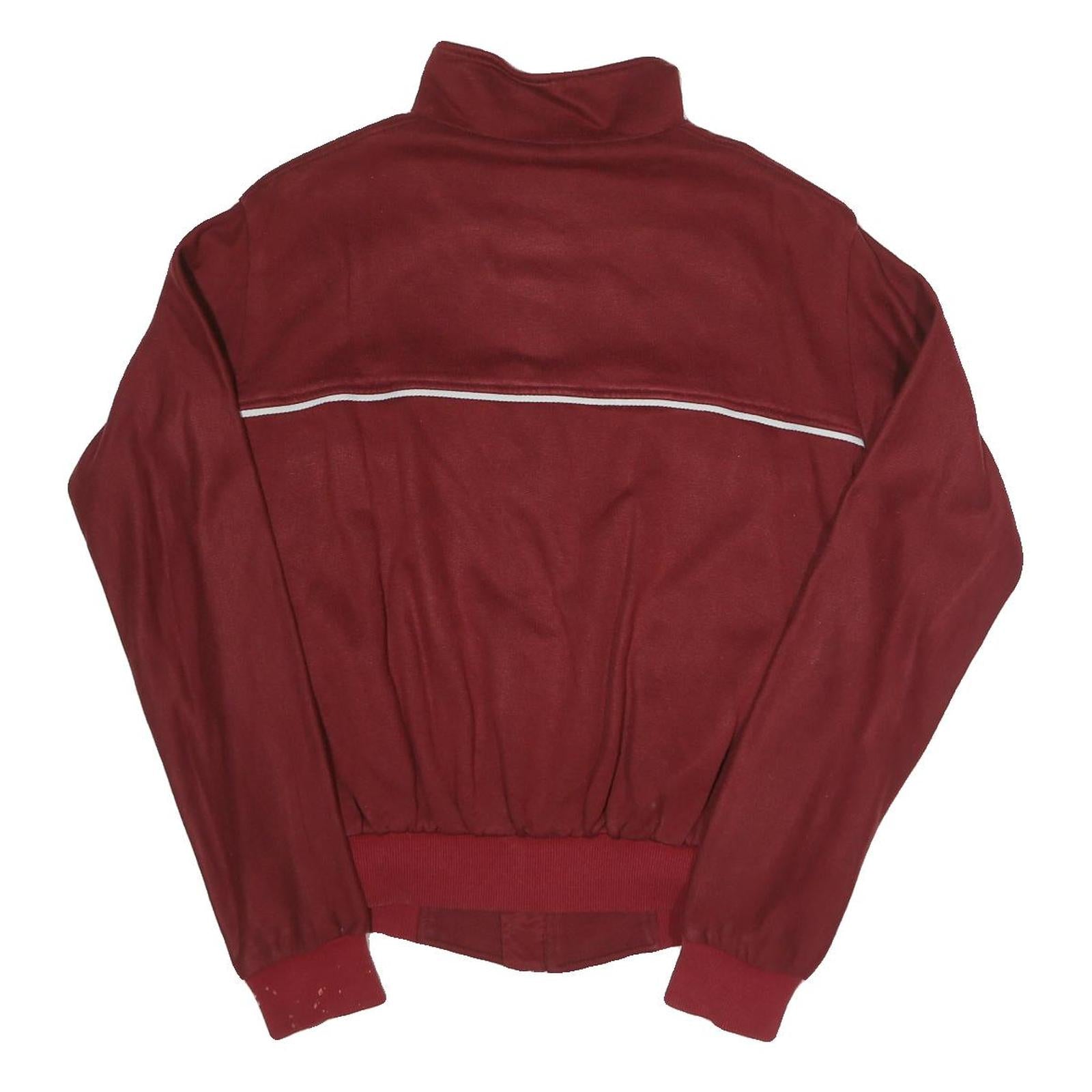 FE MIR ZOO Mens Maroon Cotton Blend Jacket S Plain Zip Front Casual