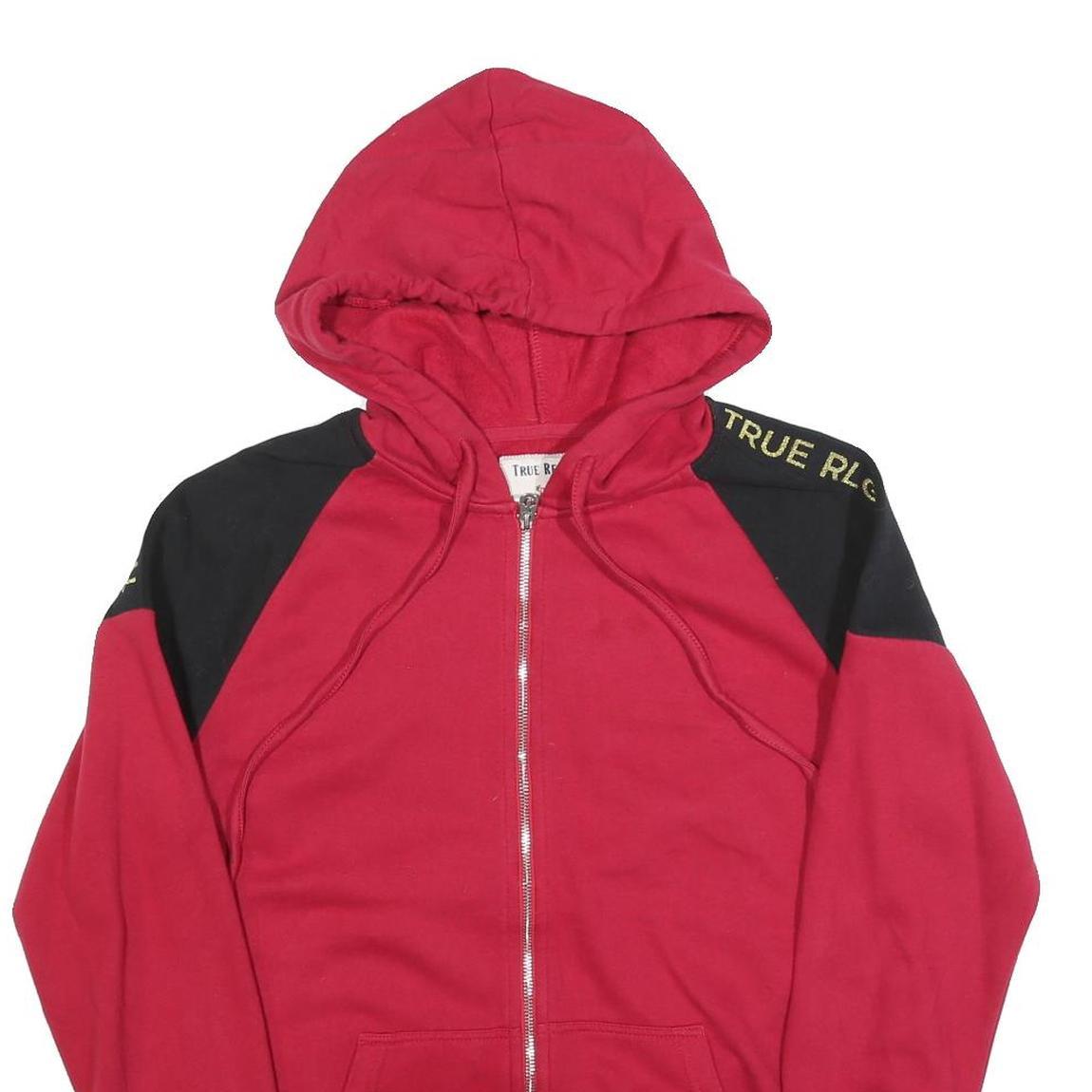 TRUE RELIGION Womens Red & Black Full Zip Hoodie XL Casual Cotton Blend