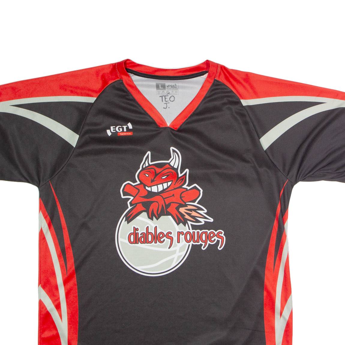 EGT Diables Rouges Swiss Basketball Mens Jersey Black V-Neck L
