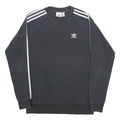 ADIDAS Mens Black Crew Neck Sweatshirt S Three Stripe Logo Cotton Blend Casual