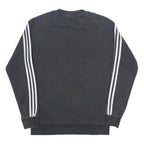 ADIDAS Mens Black Crew Neck Sweatshirt S Three Stripe Logo Cotton Blend Casual