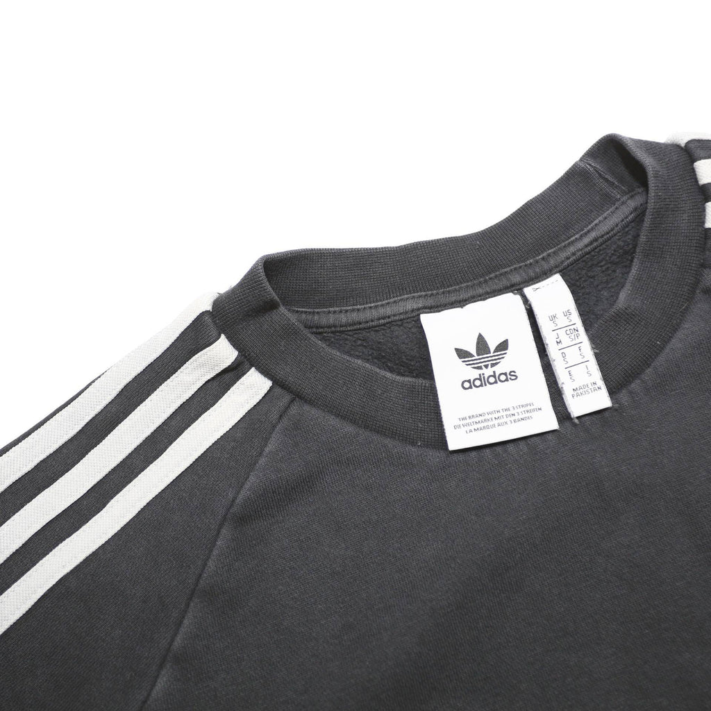 ADIDAS Mens Black Crew Neck Sweatshirt S Three Stripe Logo Cotton Blend Casual