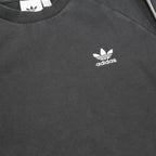ADIDAS Mens Black Crew Neck Sweatshirt S Three Stripe Logo Cotton Blend Casual