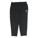 PUMA Mens Joggers Black L W30 L25 Slim Tapered Logo Print Pockets