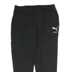PUMA Mens Joggers Black L W30 L25 Slim Tapered Logo Print Pockets