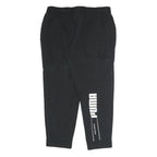 PUMA Mens Joggers Black L W30 L25 Slim Tapered Logo Print Pockets