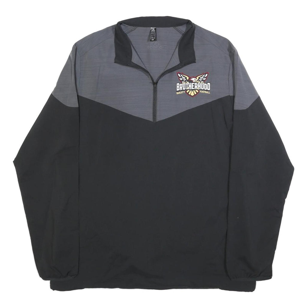 ADIDAS Mens Black & Grey Varsity Football Track Jacket L Polyester Zip