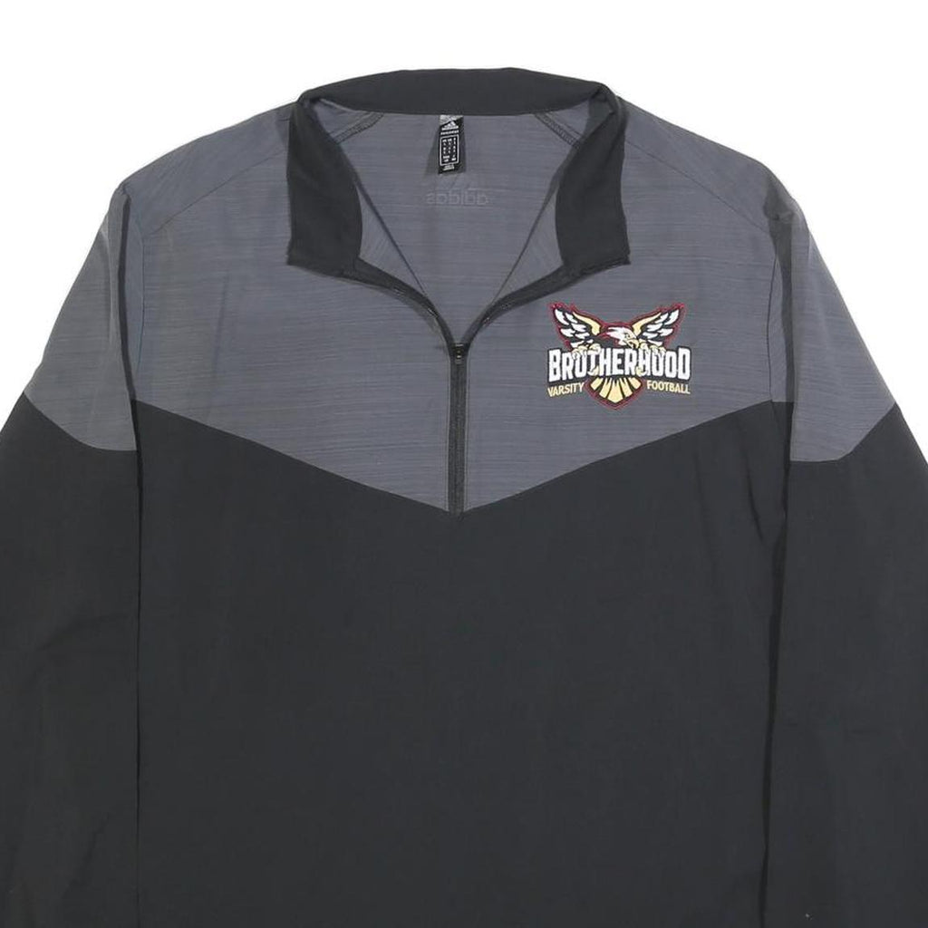 ADIDAS Mens Black & Grey Varsity Football Track Jacket L Polyester Zip