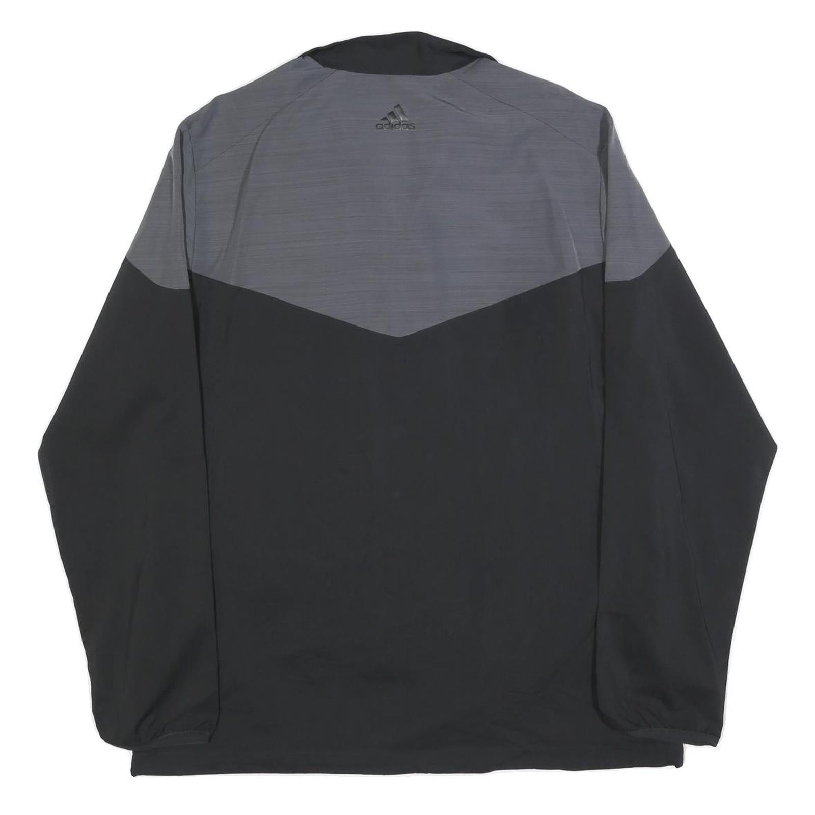 ADIDAS Mens Black & Grey Varsity Football Track Jacket L Polyester Zip