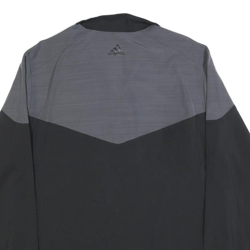 ADIDAS Mens Black & Grey Varsity Football Track Jacket L Polyester Zip