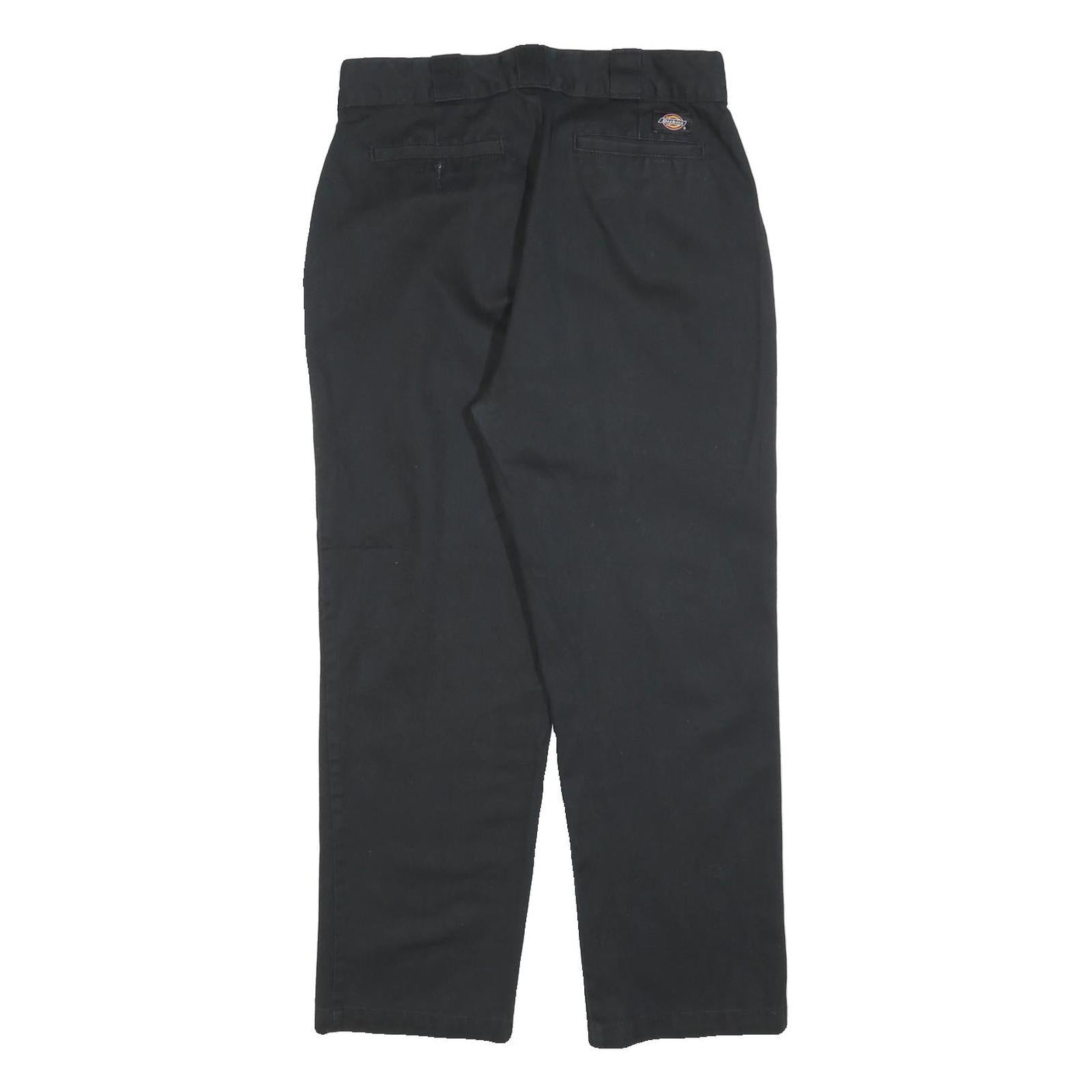 DICKIES Mens Cotton Blend Black Regular Straight Trousers W29 L27 Workwear