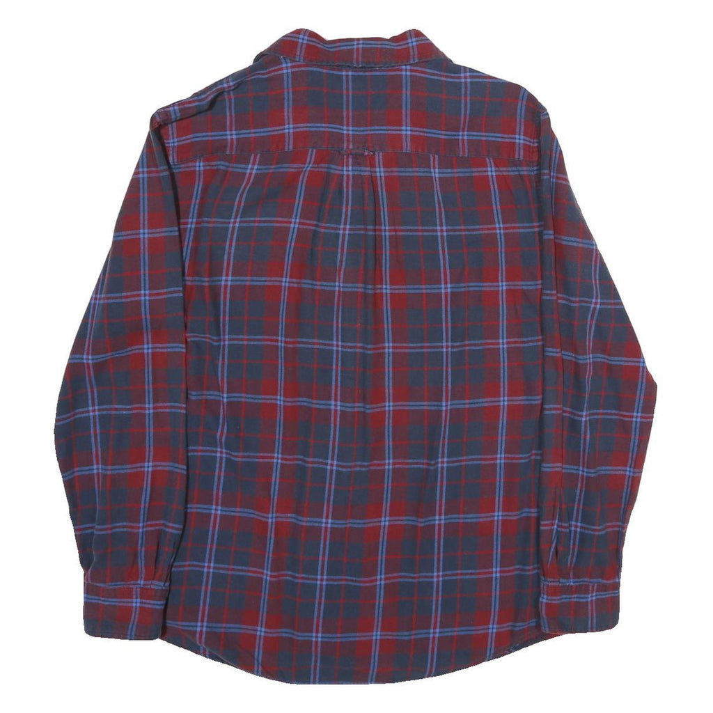 CHAPS Mens Blue & Red Check Shirt L Cotton Long Sleeve Button Front