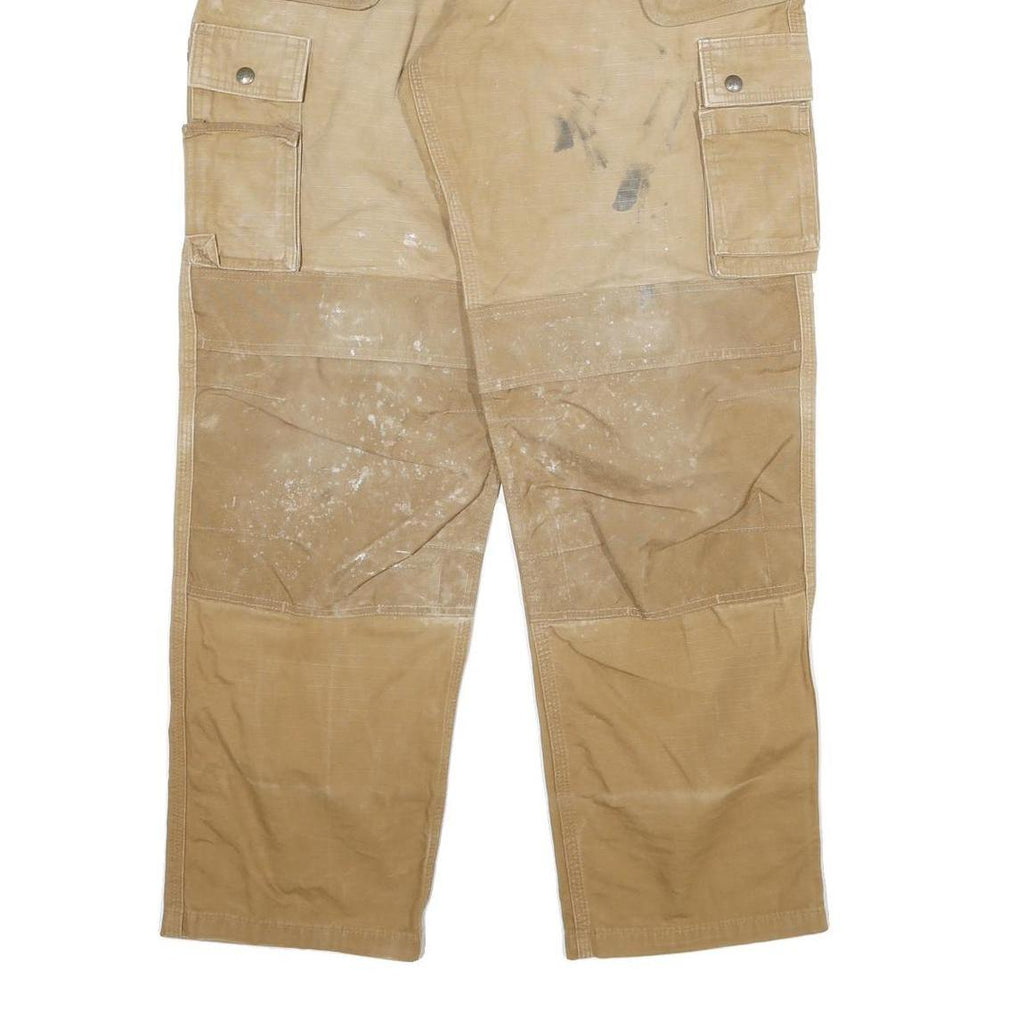 CARHARTT Mens Cotton Blend Beige Regular Fit Straight Leg Trousers W36 L32