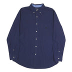 CHAPS Mens Navy Blue Check Shirt L Button-Down Collar Long Sleeve Casual Cotton