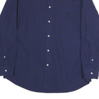 CHAPS Mens Navy Blue Check Shirt L Button-Down Collar Long Sleeve Casual Cotton