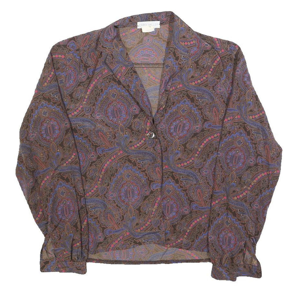 CAROL MILLER Womens Brown Printed Shirt Long Sleeve Collared S Paisley