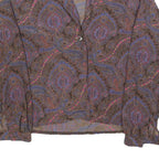 CAROL MILLER Womens Brown Printed Shirt Long Sleeve Collared S Paisley