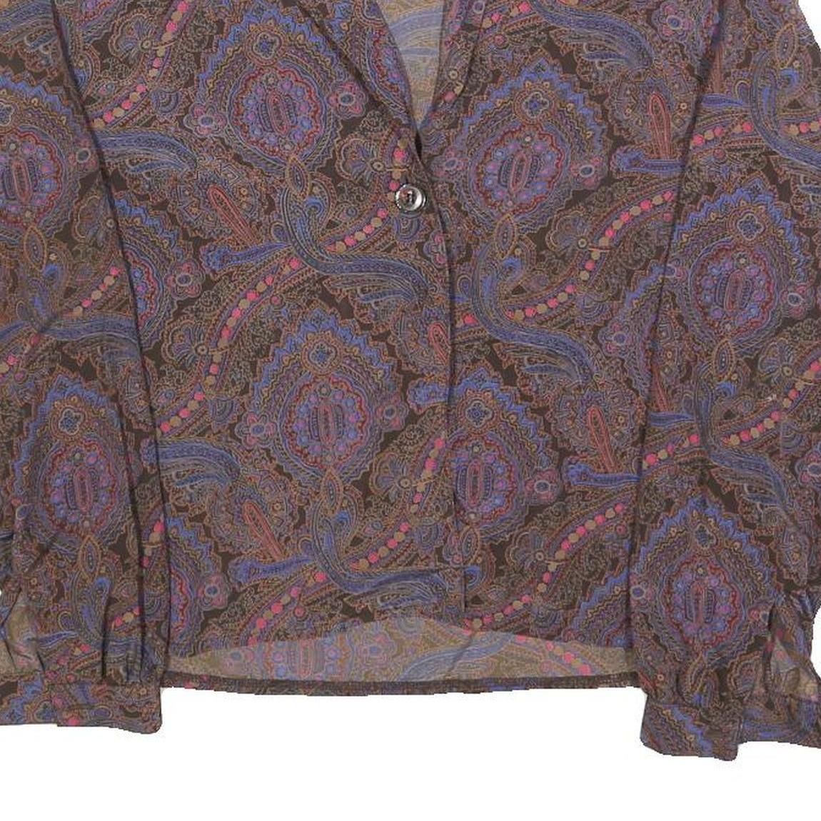 CAROL MILLER Womens Brown Printed Shirt Long Sleeve Collared S Paisley