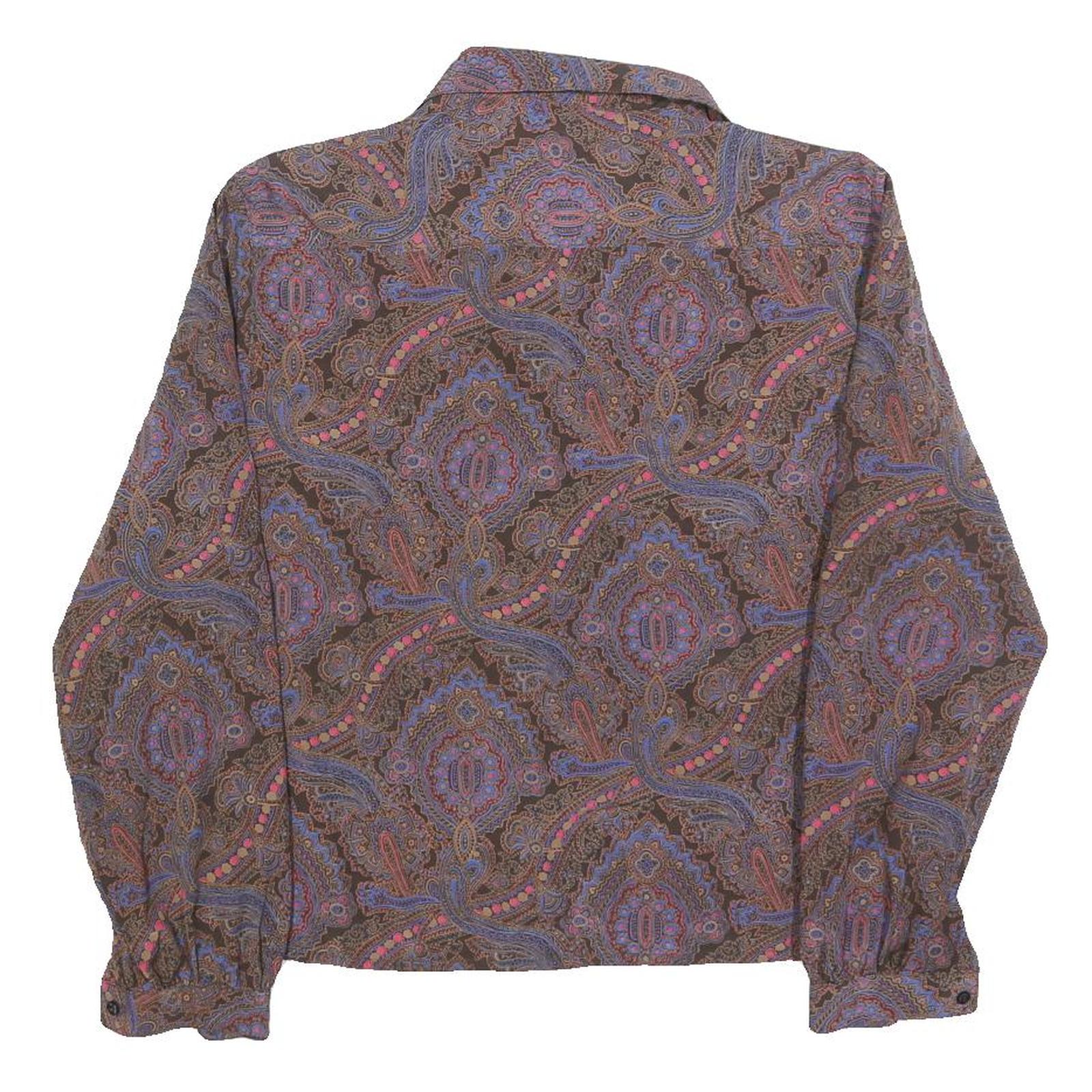 CAROL MILLER Womens Brown Printed Shirt Long Sleeve Collared S Paisley