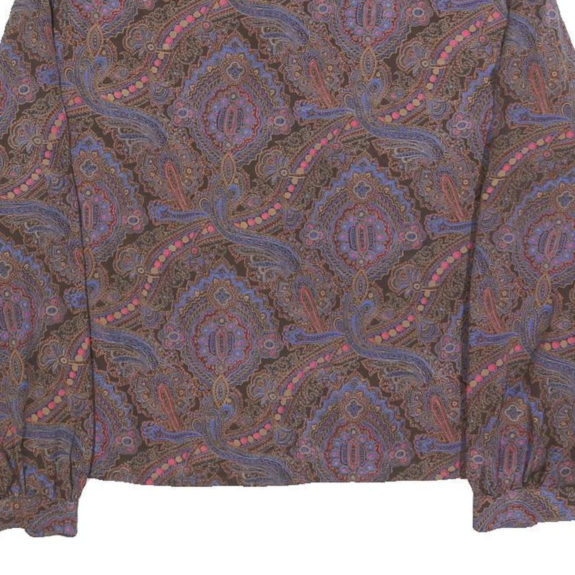 CAROL MILLER Womens Brown Printed Shirt Long Sleeve Collared S Paisley