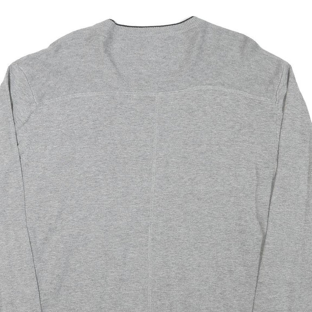 JACK AND JONES Mens Grey Core Patterned Cotton Blend V-Neck Jumper XL Casual