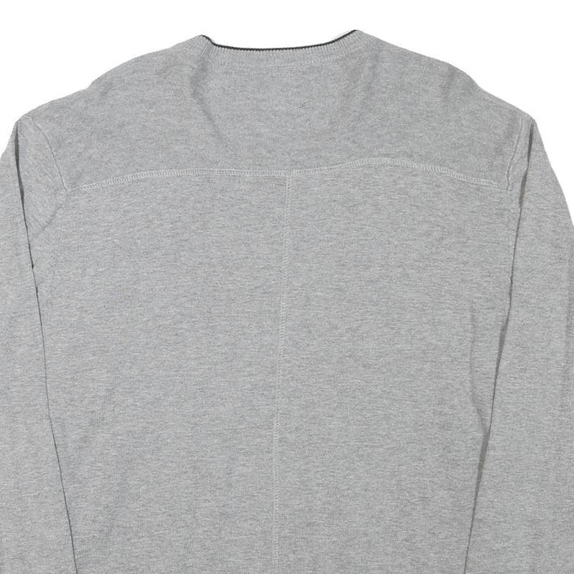 JACK AND JONES Mens Grey Core Patterned Cotton Blend V-Neck Jumper XL Casual