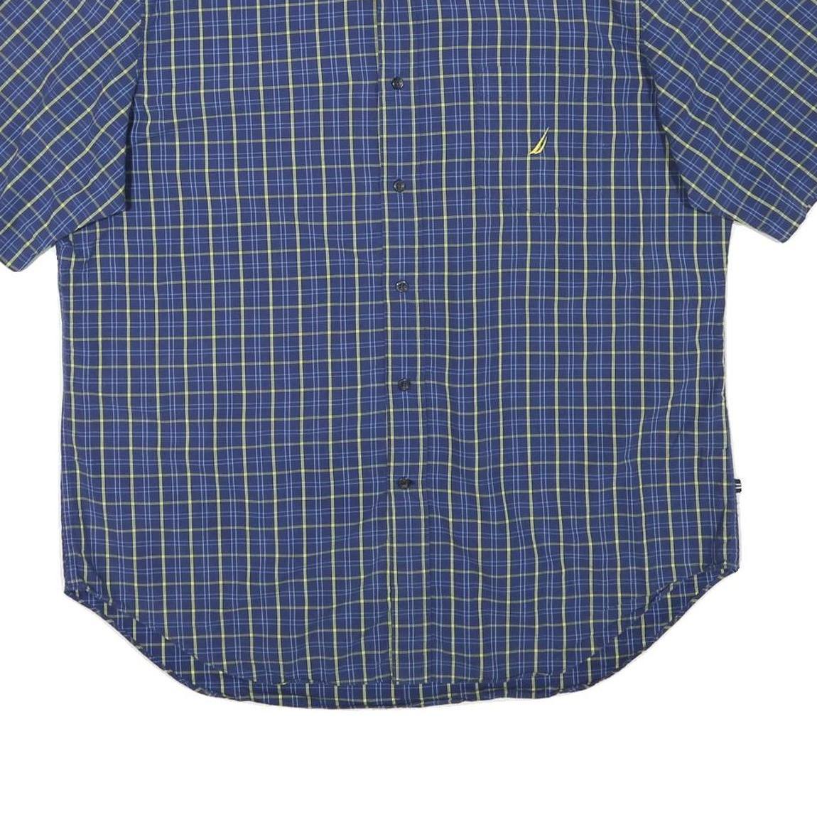 NAUTICA Mens Blue & Green Check Shirt XL Button Down Casual Summer