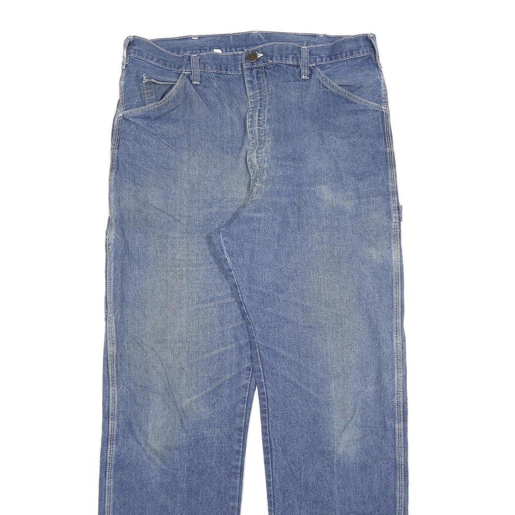 DICKIES Mens Regular Fit Blue Denim Jeans W34 L31 Workwear Straight Leg Zip