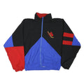 MEE Mens Black & Blue & Red Zip Up Nylon Jacket XL Colourblock Casual Outerwear